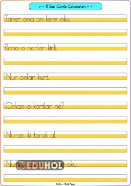 R Sesi Cümle Okuma ve Yazma Çalışması-1