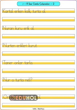 R Sesi Cümle Okuma ve Yazma Çalışması-2