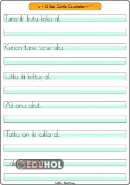 U Sesi Cümle Oku-Yaz Çalışması-1
