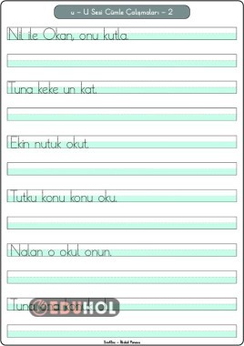 U Sesi Cümle Oku-Yaz Çalışması-2