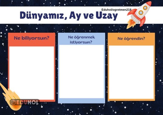 Dünyamız, ay ve uzay etkinlik kağıdı