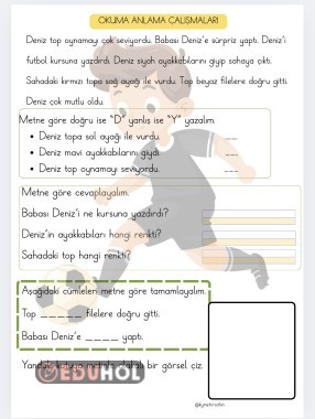 1. sınıflar için okuma anlama çalışmaları