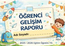 1. ve 2. sınıflar öğrenci gelişim raporu kapağı