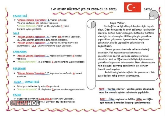 HAFTALIK ÖDEV BÜLTENİ