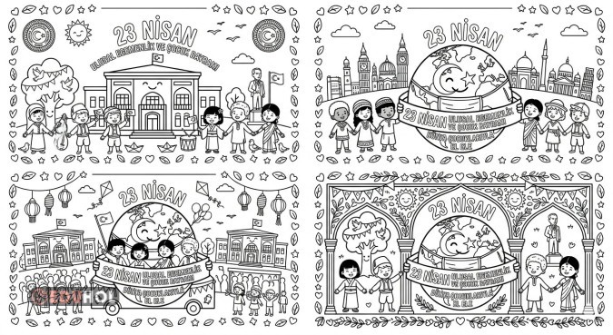 23 NİSAN ÇOCUK BAYRAMI BOYAMA SAYFASI