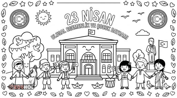 23 NİSAN ÇOCUK BAYRAMI BOYAMA SAYFASI