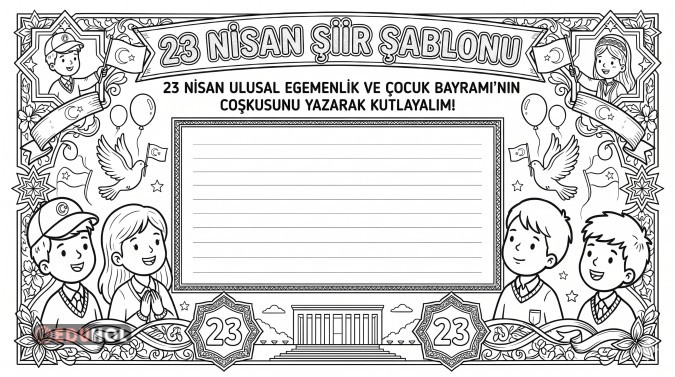 23 Nisan Şiir Şablonu-Boyamalı