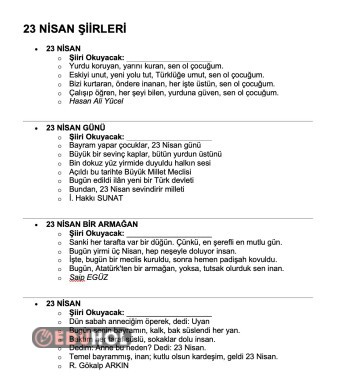 23 NİSAN ŞİİRLERİ GÖSTERİ ŞİİRLERİ