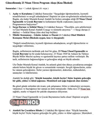 23 Nisan Tören Programı Akış