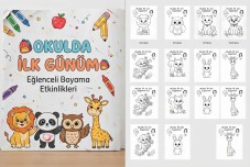 1.sınıf İlk Okulda İlk Günüm - Hayvan Temalı Boyama Sayfaları