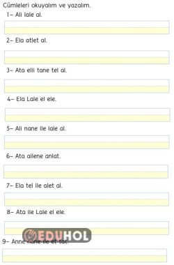 ANETİL cümle oku yaz