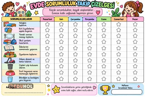 Evde sorumluluk takip çizelgesi