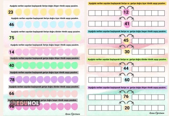 Ritmik Sayma Çalışma Kağıdı-2