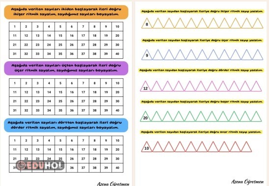 Ritmik Sayma Çalışma Kağıdı