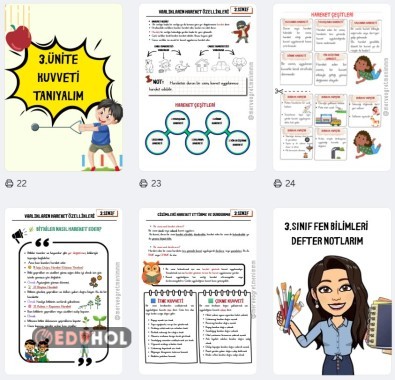 3.SINIF FEN BİLİMLERİ KUVVETİ TANIYALIM DEFTER NOTU