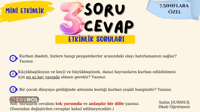 İyi ve hızlı olan kazansın. 😊
Cevap anahtarı saat 20.50'te yorumlarda paylaşılacak.
Dereceye girenler 21.00'da durumlar kısmında paylaşılacak.