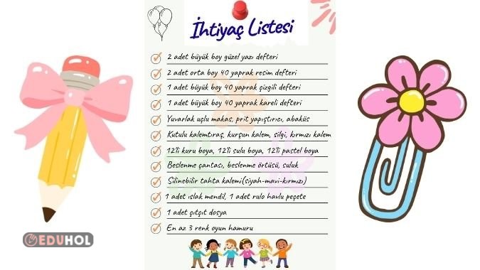 1.Sınıf İhtiyaç Listesi
