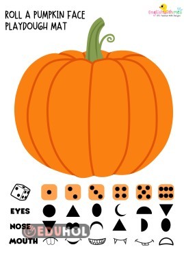 Roll a Pumpkin Face Playdough Activity