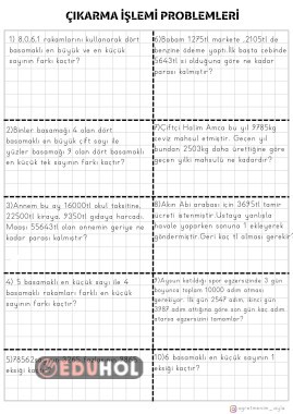 4.çıkarma Problemleri