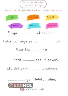 f sesi cümle oluşturma