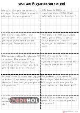sıvıları ölçme problemleri