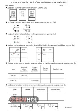 Matematik Süreç Değerlendirme etkinliği-4