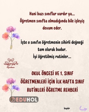 1.SINIF ÖĞRETMENLERİ İÇİN İLK HAFTA SINIF RUTİNLERİ ÖĞRETME REHBERİ