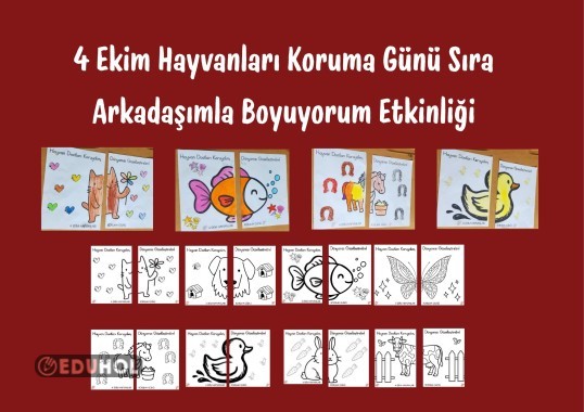 4 Ekim Hayvanları Koruma Günü İkili Boyama