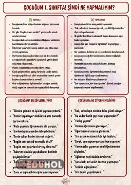 Çocuğum 1.Sınıfta Şimdi Ne yapmalıyım? Veli Broşürü