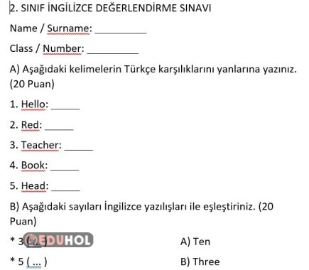 ingilizce değerlendirme