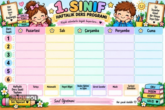 1. SINIF BOŞ DERS PROGRAMI
