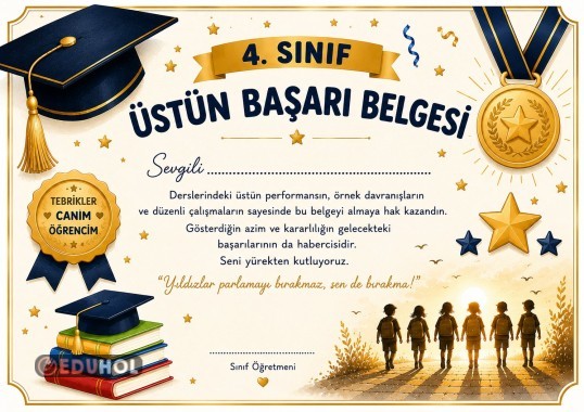 4. SINIF ÜSTÜN BAŞARI BELGESİ