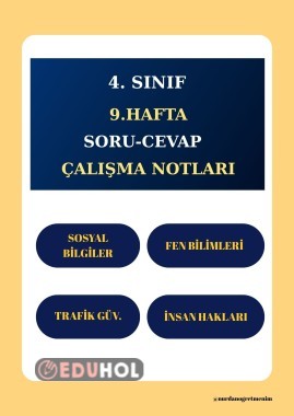 4. SINIF 9.HAFTA SORU-CEVAP DEFTER NOTLARI