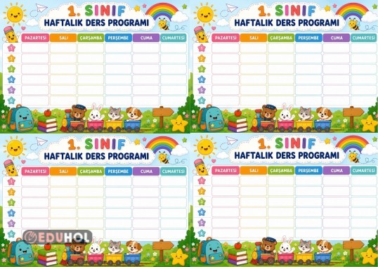 DERS PROGRAMI ŞABLONLARI ( BİR SAYFADA DÖRT ADET )