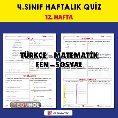 4.Sınıf Fufuk Haftalık Quiz 12.Hafta
