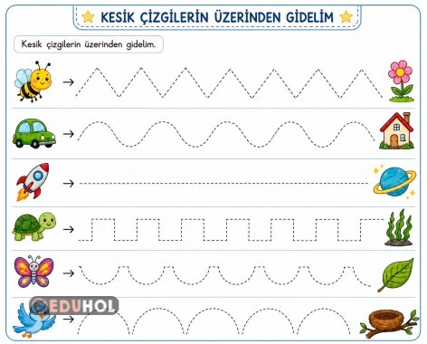 1. Sınıf Düzensiz Çizgi Çalışması 5 sayfa