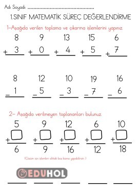 1. Sınıf Matematik Süreç Değerlendirme