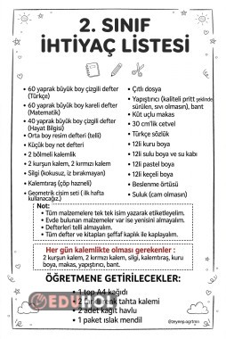 2.sınıf ihtiyaç listesi / toner dostu
