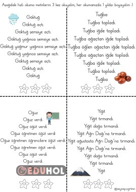 Ğ sesi anlamlı ve hızlı okuma metinleri