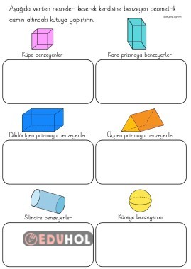 Geometrik cisimler kes yapıştır