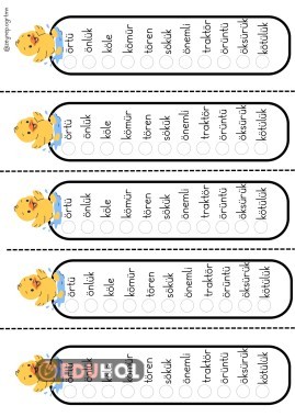 Ö sesi okuma kontrol şablonu