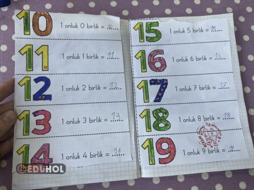 Onluk birlik defter çalışması