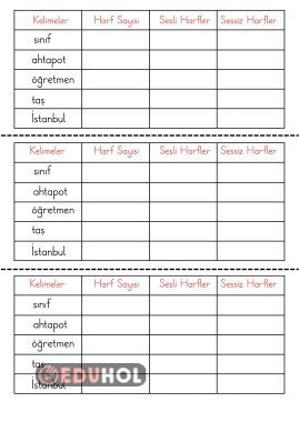 Sesli ve Sessiz Harfler Bulma Defter Çalışması