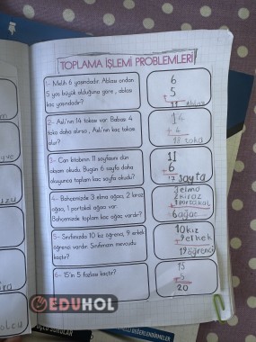 Toplama işlemi problemleri 2 - defter çalışması