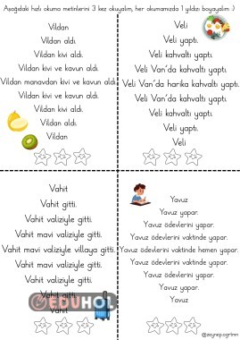 V sesi anlamlı ve hızlı okuma metinleri