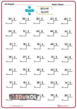 Bölme İşlemi Çalışma Kağıdı