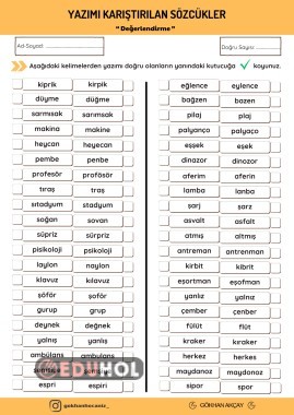 Yazımı Karıştırılan Sözcükler Quiz