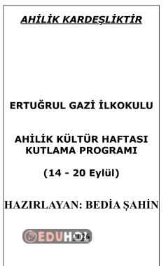 Ahilik ve Kültür Haftası Kutlama Programı