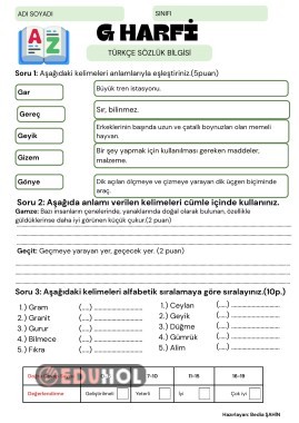 SÖZLÜK BİLGİSİ G HARFİ