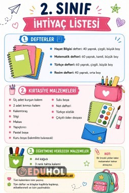 2.sınıf ihtiyaç listesi